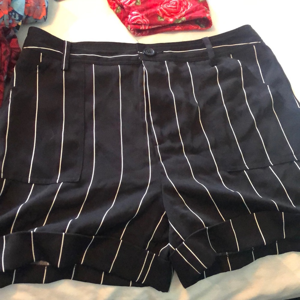 Black and white pinstripe shorts size 10 worn once